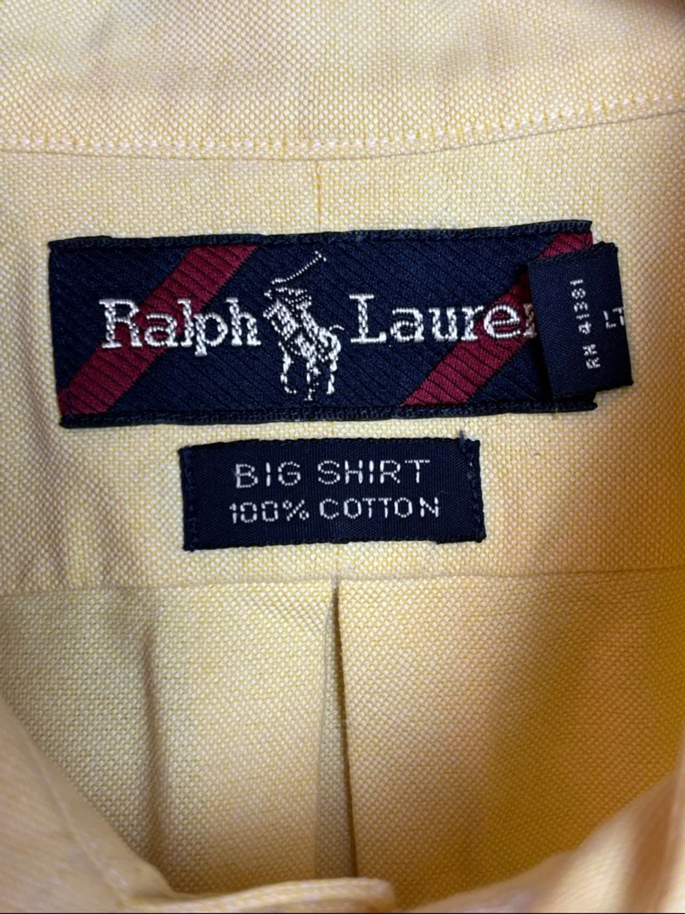 VTG Polo Ralph Lauren Shirt Men’s XL Big Shirt‎ Yellow Short Sleeve Button Down